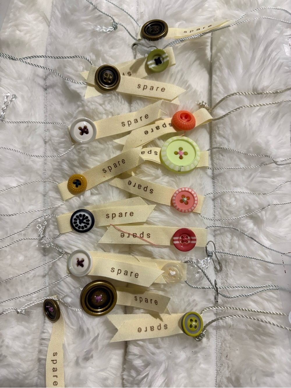 15 Matilda Jane Spare Button Tags with Multicolor Buttons
